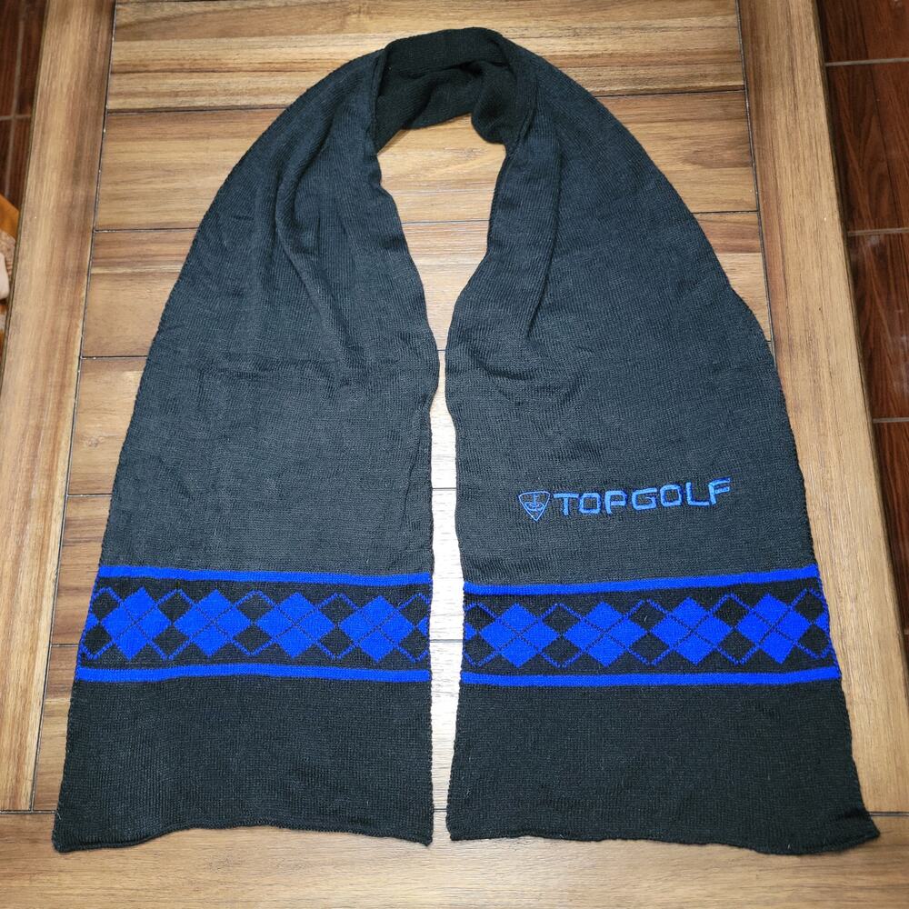 Top Golf Black & Cobalt Blue Knit Scarf 14" X 68"